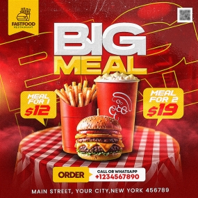 新品汉堡薯条快餐促销主图模板